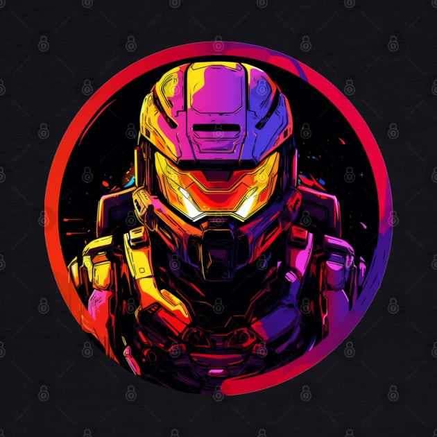 Halo Master Chief - Circular Design - Neon by Labidabop